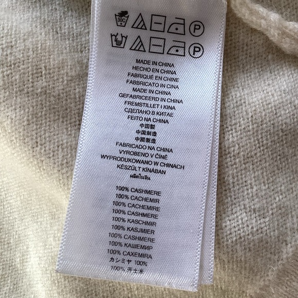 MICHEAL Micheal Kors Cream 100% Cashmere Open Front Shawl Collar Cardigan Small - Picture 6 of 6